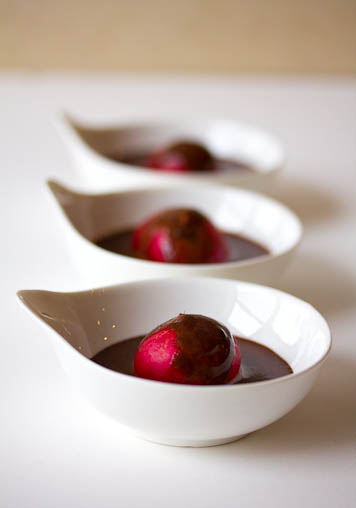 chocolate sauce and radishes recipe